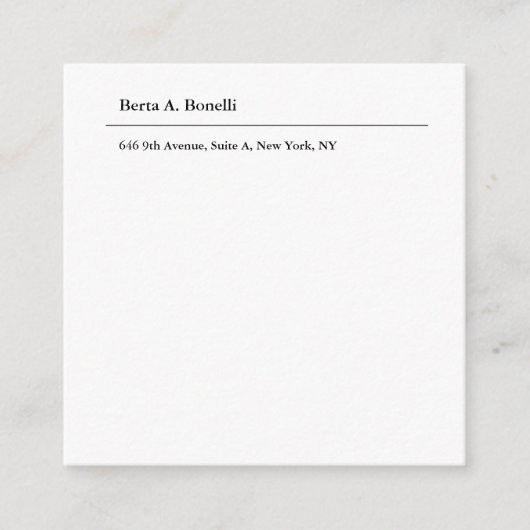 Gewoon zwart-wit minimalistisch modern informatiekaartje (Voorkant)