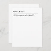 Gewoon zwart-wit minimalistisch modern RSVP kaartje (Voorkant / Achterkant)