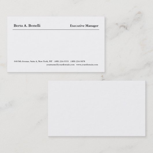 Gewoon zwart-wit minimalistisch modern visitekaartje (Voorkant / Achterkant)