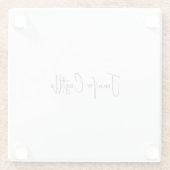 Gewoon zwart wit minimalistische kalligrafie glazen onderzetter (Achterkant)