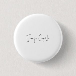 Gewoon zwart wit minimalistische kalligrafie ronde button 3,2 cm