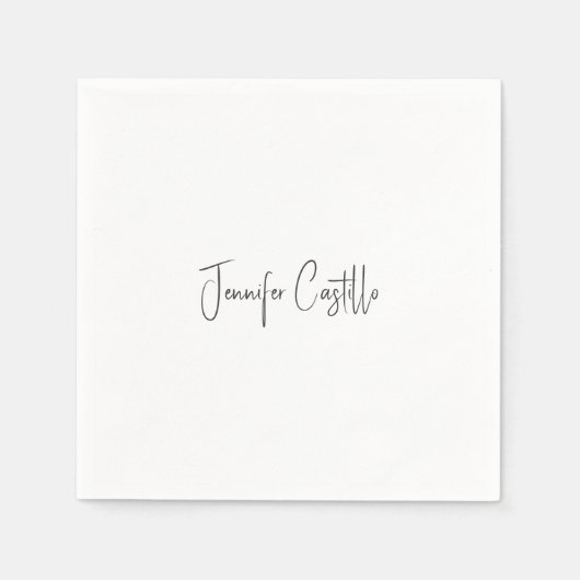 Gewoon zwart wit minimalistische kalligrafie servet (Voorkant)