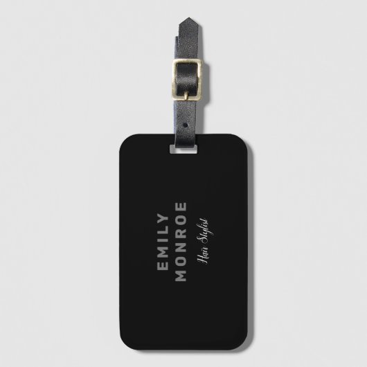 Gewoon zwart-wit, modern minimalistisch bagagelabel (Voorkant (verticaal))