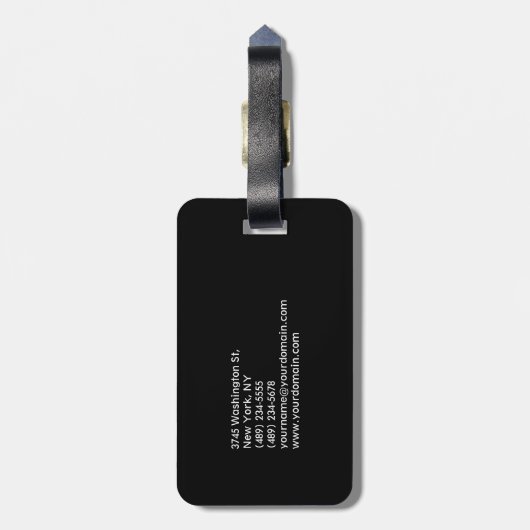 Gewoon zwart-wit, modern minimalistisch bagagelabel (Achterkant verticaal)