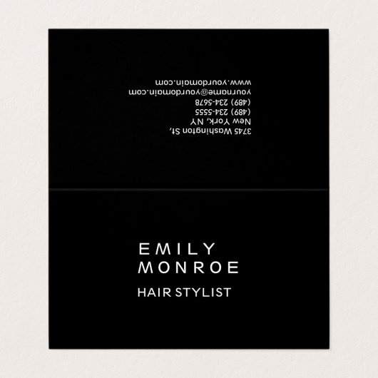 Gewoon zwart-wit, modern minimalistisch visitekaartje (Buitenkant ongevouwen)