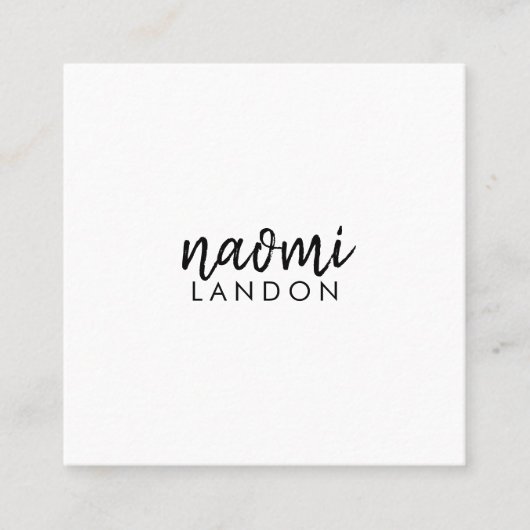 Gewoon zwart wit modern vierkant minimalistisch ee vierkante visitekaartje (Voorkant)