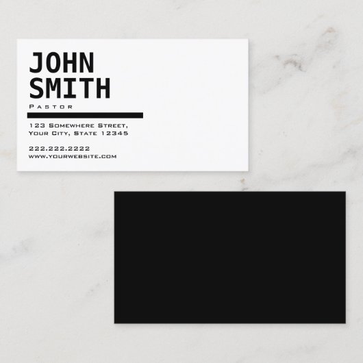 Gewoon zwart & wit Pastor Professional Visitekaartje (Voorkant / Achterkant)