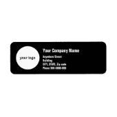 Gewoon zwart wit script logo zakelijk adres etiket (Voorkant)