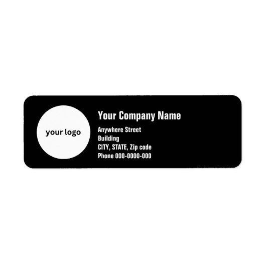 Gewoon zwart wit script logo zakelijk adres etiket (Voorkant)