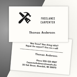 Gewoon zwart-wit timmerman visitekaartje