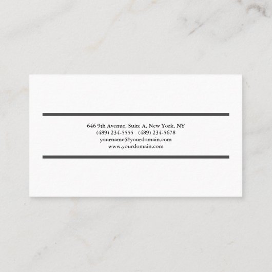 Gewoon zwart-witminimalistisch Professional Visitekaartje (Achterkant)