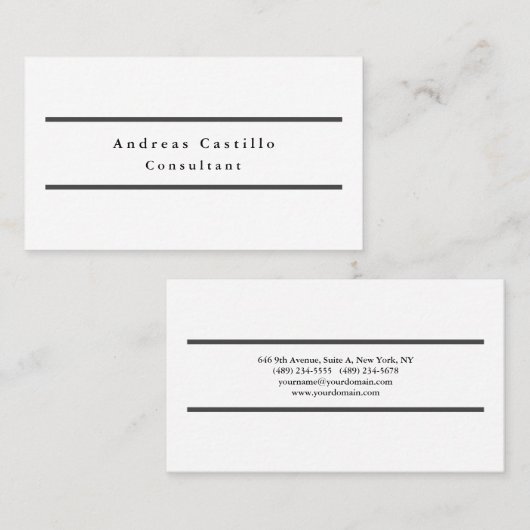 Gewoon zwart-witminimalistisch Professional Visitekaartje (Voorkant / Achterkant)