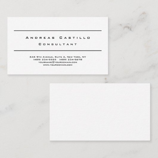 Gewoon zwart-witminimalistisch Professional Visitekaartje (Voorkant / Achterkant)