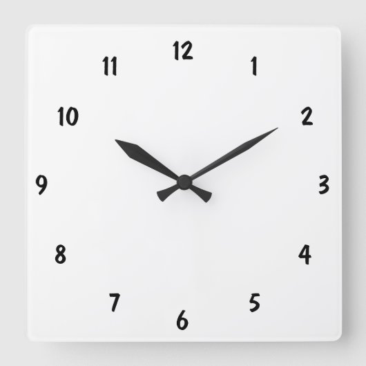 Gewoon zwarte cijfers Verbluffende Fab Vierkante Klok (Voorkant)