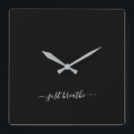 Gewoon zwarte elegant script yoga grote klok inade<br><div class="desc">Moderne yoga-klok met een zwarte achtergrond en een elegant,  met de hand geschreven wit script met de quote "just ademhalen".</div>