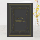 Gewoon zwarte en goudverjaardagskaart kaart (Gele Bloem)