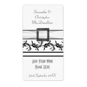Gewoon zwarte en witte trouwwijn fles etiket (Voorkant)