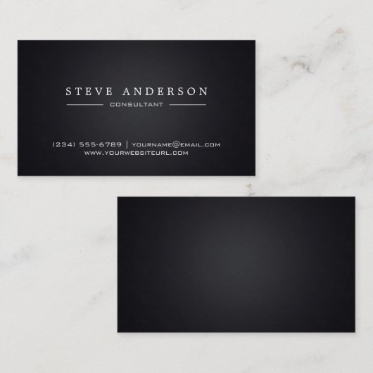 Gewoon zwarte, moderne, zwarte stijl visitekaartje (Voorkant / Achterkant)