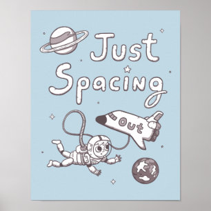 Gewoon zwevend in de ruimte woordspeling Doodle Po Poster