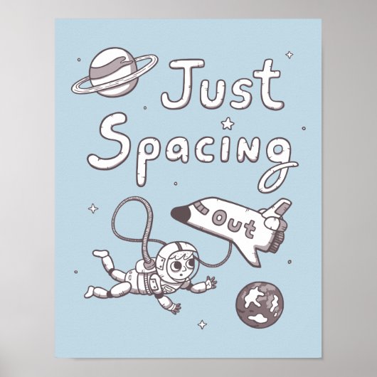 Gewoon zwevend in de ruimte woordspeling Doodle Po Poster (Voorkant)