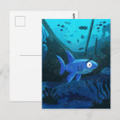 Geworstelde haai briefkaart (Voorkant / Achterkant)