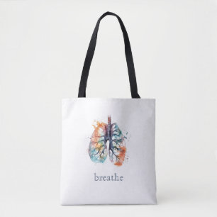 Geworteld in Adem Waterverf Longen Maatwerk Tote Bag