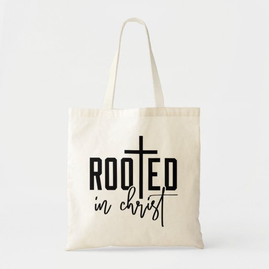 Geworteld in Christ Faith Based Graphic Christelij Tote Bag (Voorkant)