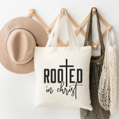 Geworteld in Christ Faith Based Graphic Christelij Tote Bag