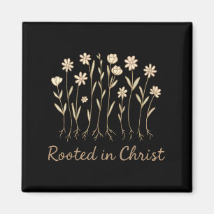 Geworteld in Christ Flowers Christelijk Meisje God Magneet