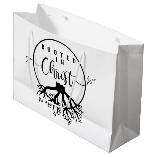 Geworteld in Christus Gift Bag Groot Cadeauzakje (Voorkant Gekanteld)