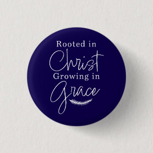 Geworteld in Christus Groeiend in Genade Gekleurd Ronde Button 3,2 Cm
