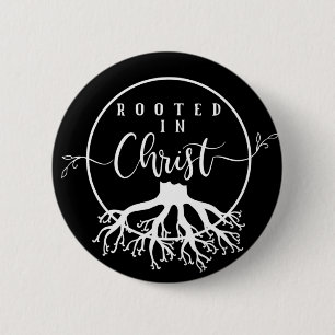 Geworteld in Christus Ronde Button 5,7 Cm