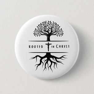 Geworteld in Christus Ronde Button 5,7 Cm
