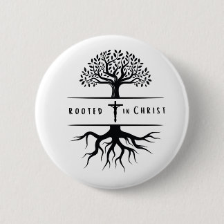 Geworteld in Christus Ronde Button 5,7 Cm