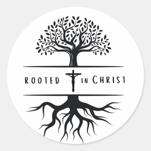Geworteld in Christus Ronde Sticker (Voorkant)