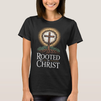 Geworteld in Christus T-shirt Jezus Vintage Kruis