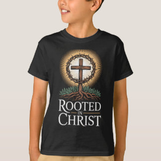 Geworteld in Christus T-shirt Jezus Vintage Kruis
