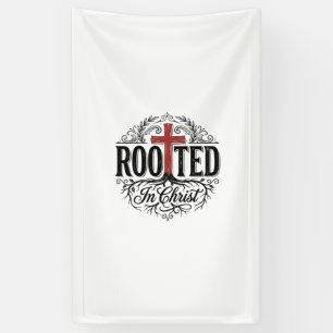 Geworteld in Christus Vintage Christelijk Kruis De Spandoek