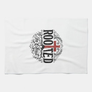 Geworteld in Christus Vintage Christelijk Kruis De Theedoek