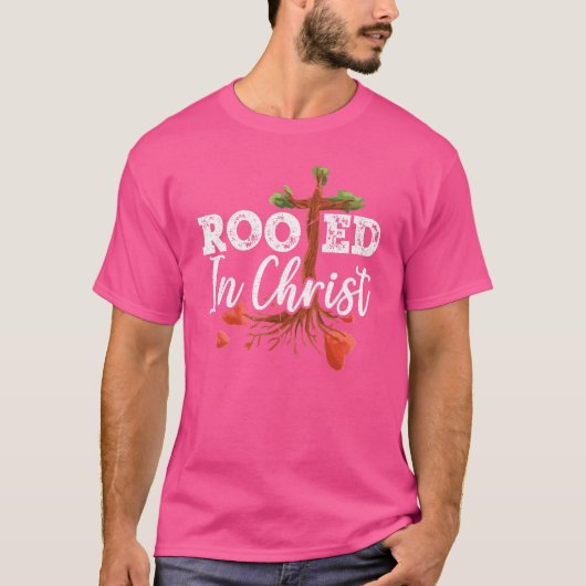 Geworteld in de Bijbelscriptie van de religieuze p T-shirt (Voorkant)