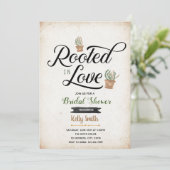 Geworteld in de liefde bruids douche uitnodiging (Staand voorkant)