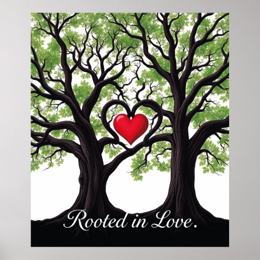 Geworteld in de liefde Hart boom symbolische kunst Poster (Voorkant)