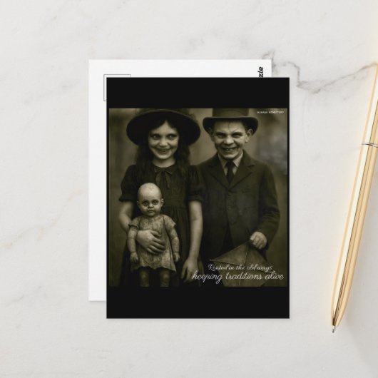 Geworteld in de oude manieren om tradities in leve briefkaart (Voorkant / Achterkant in situ)