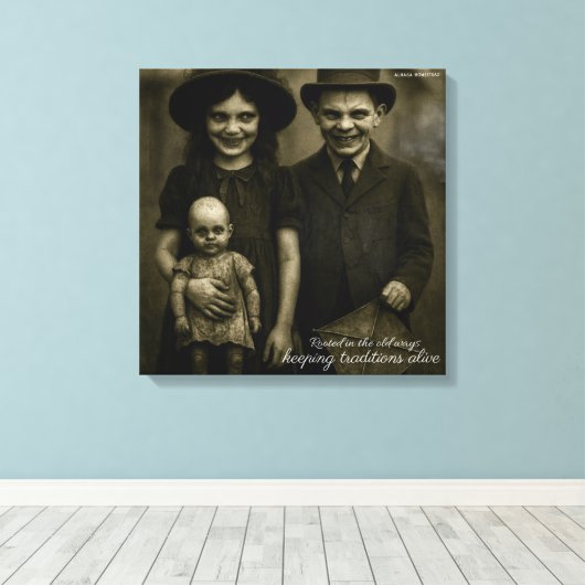 Geworteld in de oude manieren om tradities in leve canvas afdruk (Insitu (Houten vloer))