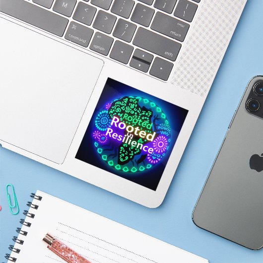 Geworteld in de sticker van Resilience (Laptop met iPhone)