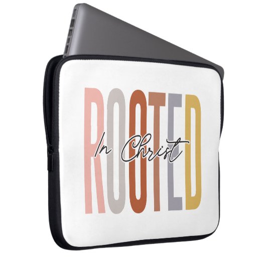 Geworteld in het Christ Laptop Hoesje Laptop Sleeve (Voorkant Rechts)