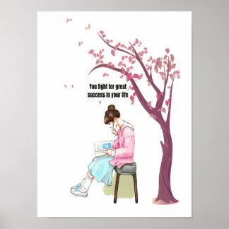 Geworteld in inspanning, bereiken voor succes poster