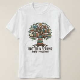Geworteld in lezen waar verhalen groeien Boekliefh T-shirt