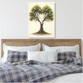 Geworteld in Liefde Boom Muurkunst Canvas Afdruk (Insitu (Slaapkamer))