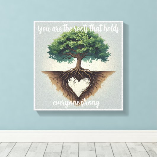 Geworteld in liefde canvas afdruk (Insitu (Houten vloer))